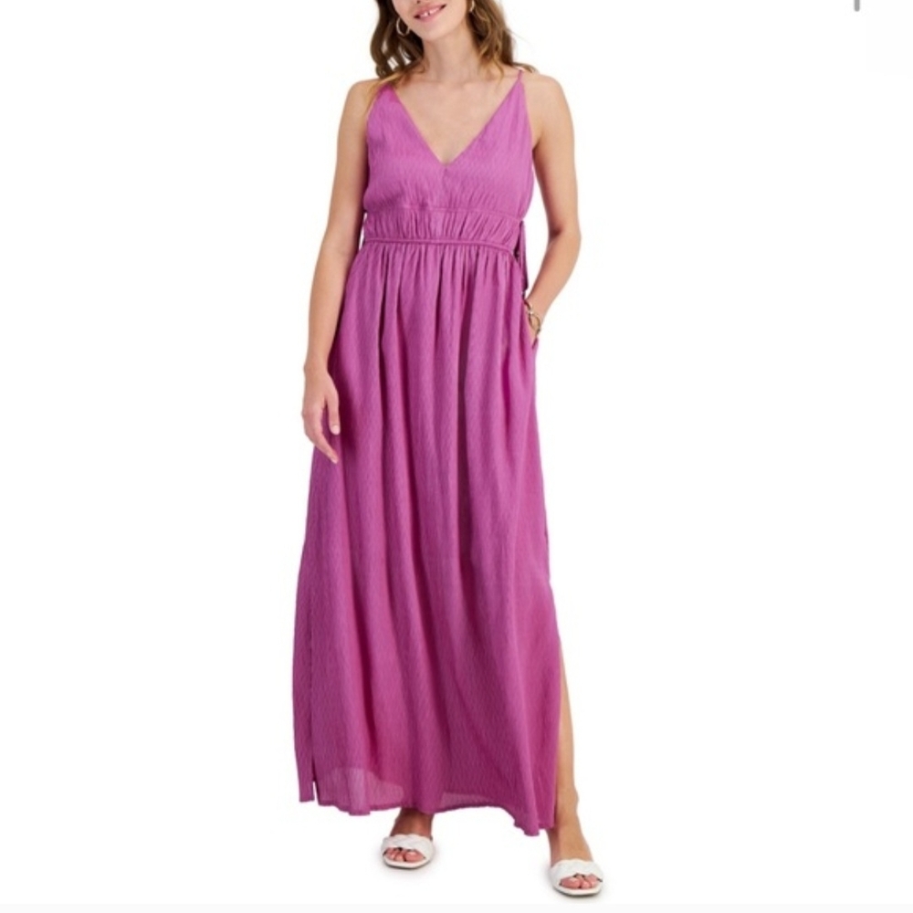 Taylor Elegant Fuchsia V-neck A-line Maxi Dress Med Grecian Style Goddess Party